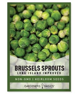 brussels sprouts seeds for planting – long island improved heirloom, non-gmo vegetable variety- 800 mg approx 225 seeds great for summer, fall, and winter gardens by gardeners basics