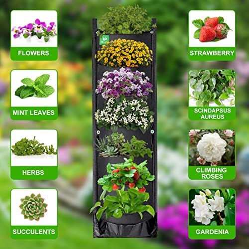 MEIWO Hanging Planters for Indoor Plants New Upgraded 7 Pockets Large Vertical Garden Wall Planter Grow Bags Plant Hanger Garden Balcony Fence Wall Home Decor