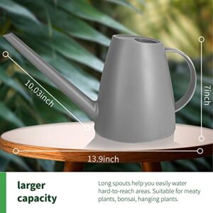Decwxon Watering Can for Indoor Plants Garden Flower, Modern Outdoor Plants Small Watering Can,Detachable Long Spout Water can 1.8L 60oz 1/2 Gallon (Grey)