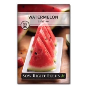 Sow Right Seeds - Tri-Color Watermelon Seed Collection for Planting - Red Jubilee, Yellow Petite and Orange Tendersweet Watermelons. Non-GMO Heirloom Seeds to Plant a Home Vegetable Garden