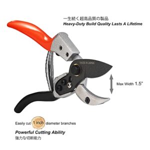 TONMA Anvil Pruning Shears [Made in Japan] Professional 8 Inch Heavy Duty Garden Scissors Secateurs with Ergonomic Handle, Hand Pruners Gardening Hand Tool Branch Clippers for Plants