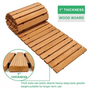 RELIANCER Wooden Garden Pathway,Outdoor Roll Out Cedar Straight Walkway,Patio Path Decorative Garden Boardwalk Walkways,Weather-Resistant Roll Up Beach Wood Road Floor,Wedding Party Pathways (12')