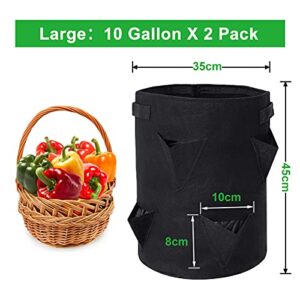 TENOVER Strawberry Grow Bags, 2 Pack 10 Gallon Strawberry Planter with 8 Side Grow Pockets, Breathable Non-Woven Fabric Reinforce Handle Plant Grow Bag for Garden Strawberries, Herbs, Flowers