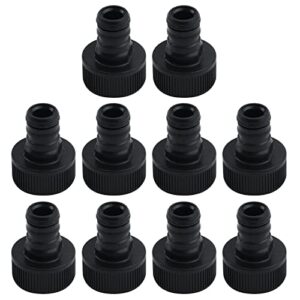antrader plastic garden hose female connector, water hose thread fitting adapter set, from quick connector to standard 3/4” thread connector, black, 10-pack