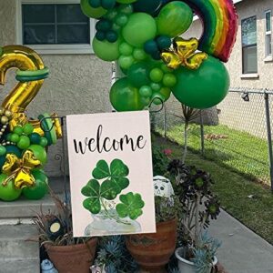 St Patrick's Day Garden Flag 12 x18 Double Sided - Shamrock Clover Decorative Mini Welcome Flag - Holiday Small Farmhouse Yard Flag Burlap Lucky Irish