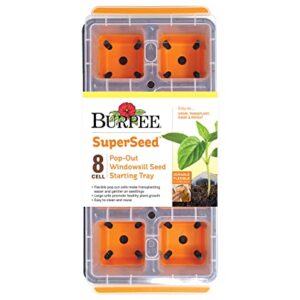 Burpee SuperSeed Windowsill Seed Starting Tray | 8 XL Cell | Seed Starter Tray | Reusable & Dishwasher Safe | for Starting Vegetable Seeds, Flower Seeds & Herb Seeds | Window Garden Seed Starting Kit