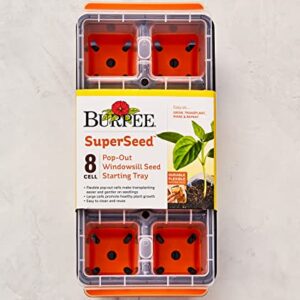 Burpee SuperSeed Windowsill Seed Starting Tray | 8 XL Cell | Seed Starter Tray | Reusable & Dishwasher Safe | for Starting Vegetable Seeds, Flower Seeds & Herb Seeds | Window Garden Seed Starting Kit