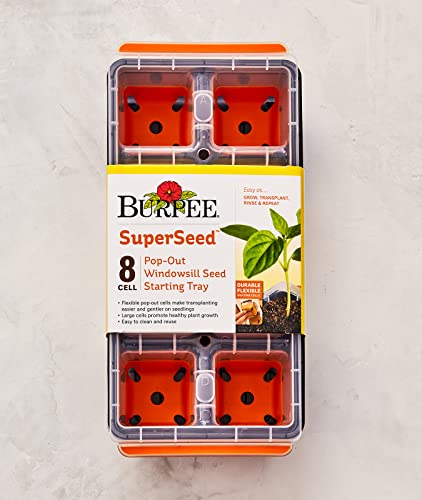 Burpee SuperSeed Windowsill Seed Starting Tray | 8 XL Cell | Seed Starter Tray | Reusable & Dishwasher Safe | for Starting Vegetable Seeds, Flower Seeds & Herb Seeds | Window Garden Seed Starting Kit