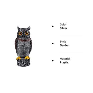 Hausse Fake Owl Decoy Bird Scarecrow Sculpture, 13.6 Inch Plastic Horned Owl Bird Deterrents, Garden Protectors, Halloween Outdoor Decoration, Large Nature Enemy Pest Repellent for Outdoor Garden Yard