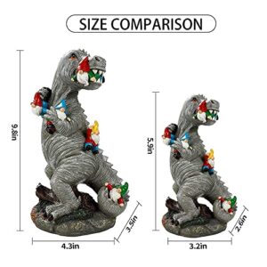 M.A.K Dinosaur Eating Gnomes Garden Decor, Art for Garden Decor, Outdoor Statue for Patio, Lawn, Yard Art Decoration, Housewarming Garden Gift