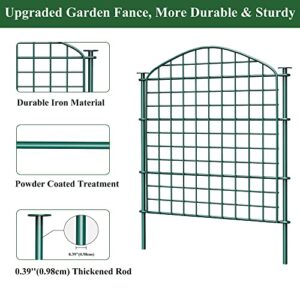 EEIEER Multi-Purposes Garden Fence, Decorative Garden Fencing, Dog Pet Fences for Yard Pond Patio, 25 x 25'' Metal Fence Panels for Outdoor Decoration & Protection, 5 Panels & 6 Sticks-Arched