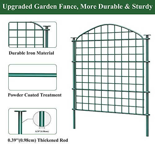 EEIEER Multi-Purposes Garden Fence, Decorative Garden Fencing, Dog Pet Fences for Yard Pond Patio, 25 x 25'' Metal Fence Panels for Outdoor Decoration & Protection, 5 Panels & 6 Sticks-Arched