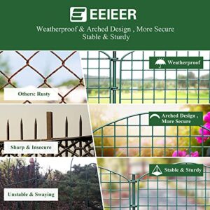 EEIEER Multi-Purposes Garden Fence, Decorative Garden Fencing, Dog Pet Fences for Yard Pond Patio, 25 x 25'' Metal Fence Panels for Outdoor Decoration & Protection, 5 Panels & 6 Sticks-Arched