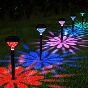 TWINSLUXES 8 Pack Solar Pathway Lights Outdoor,Color Changing Waterproof Garden Lights, Up to 12 Hrs LED Landscape Path Lighting Auto ON/Off Solar Yard Lights for Patio, Walkway,Garden Decoration.