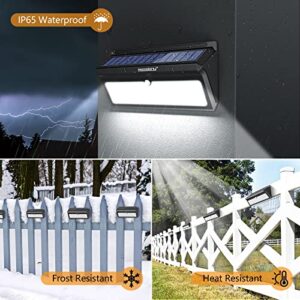 Neloodony Solar Outdoor Lights 100 LED Motion Sensor Solar Lights Wireless IP65 Waterproof Security Lights Solar Powered Outdoor Lights for Front Door Patio Garden Yard Wall (2000LM, 4Pack)