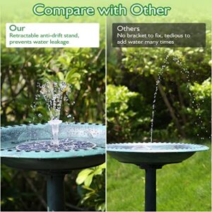 AMZtime 3.5W LED Solar Fountain Pump with Lights,DIY Solar Powered Water Fountain for Bird Bath with 16 Nozzles and 3 Stand,Solar Fountain Glass Panel with 3000mAh Battery for Outdoor, Garden, Pool