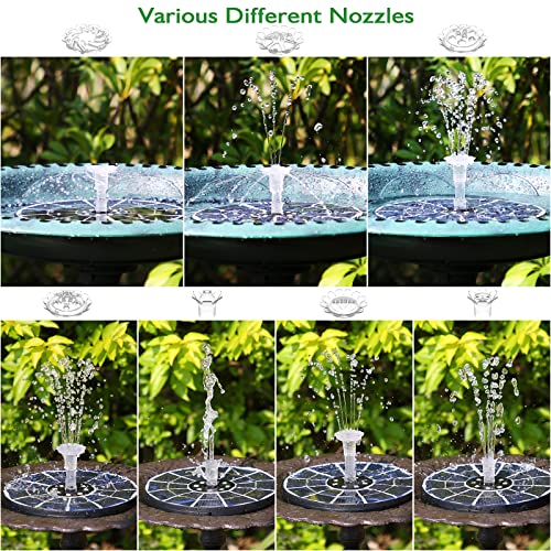 AMZtime 3.5W LED Solar Fountain Pump with Lights,DIY Solar Powered Water Fountain for Bird Bath with 16 Nozzles and 3 Stand,Solar Fountain Glass Panel with 3000mAh Battery for Outdoor, Garden, Pool