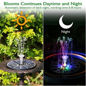 AMZtime 3.5W LED Solar Fountain Pump with Lights,DIY Solar Powered Water Fountain for Bird Bath with 16 Nozzles and 3 Stand,Solar Fountain Glass Panel with 3000mAh Battery for Outdoor, Garden, Pool