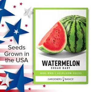 Watermelon Seeds for Planting - Sugar Baby Heirloom Variety, Non-GMO Fruit Seed - 2 Grams of Seeds Great for Outdoor Garden by Gardeners Basics