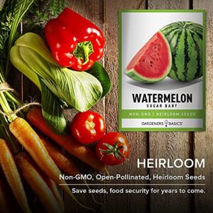 Watermelon Seeds for Planting - Sugar Baby Heirloom Variety, Non-GMO Fruit Seed - 2 Grams of Seeds Great for Outdoor Garden by Gardeners Basics