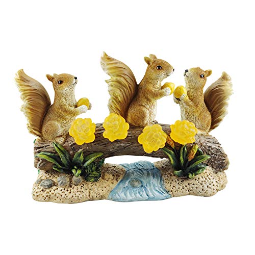 MIXXIDEA Garden Solar Squirrel Statue Waterproof Squirrel with 4 LED Lights Animal Figurines Sculptures & Statues for Outdoor Decorations Ornament for Garden