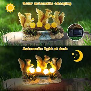 MIXXIDEA Garden Solar Squirrel Statue Waterproof Squirrel with 4 LED Lights Animal Figurines Sculptures & Statues for Outdoor Decorations Ornament for Garden