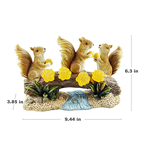 MIXXIDEA Garden Solar Squirrel Statue Waterproof Squirrel with 4 LED Lights Animal Figurines Sculptures & Statues for Outdoor Decorations Ornament for Garden