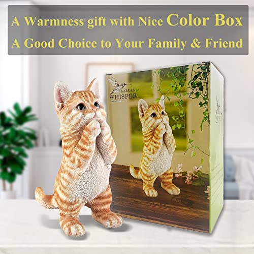 Cat Statue Outdoor Garden Decor Cat Statues for Garden Sculptures and Statues Orange Tabby Sculpture & Figurines Cat Lover Gifts for Women Kitten Yard Patio Decoration