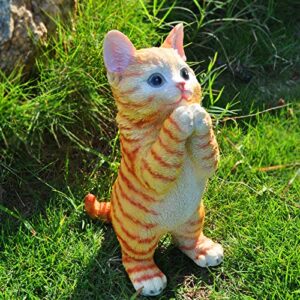 Cat Statue Outdoor Garden Decor Cat Statues for Garden Sculptures and Statues Orange Tabby Sculpture & Figurines Cat Lover Gifts for Women Kitten Yard Patio Decoration