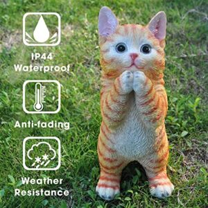 Cat Statue Outdoor Garden Decor Cat Statues for Garden Sculptures and Statues Orange Tabby Sculpture & Figurines Cat Lover Gifts for Women Kitten Yard Patio Decoration