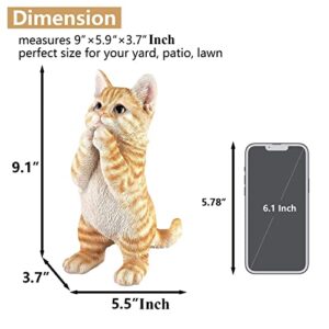 Cat Statue Outdoor Garden Decor Cat Statues for Garden Sculptures and Statues Orange Tabby Sculpture & Figurines Cat Lover Gifts for Women Kitten Yard Patio Decoration