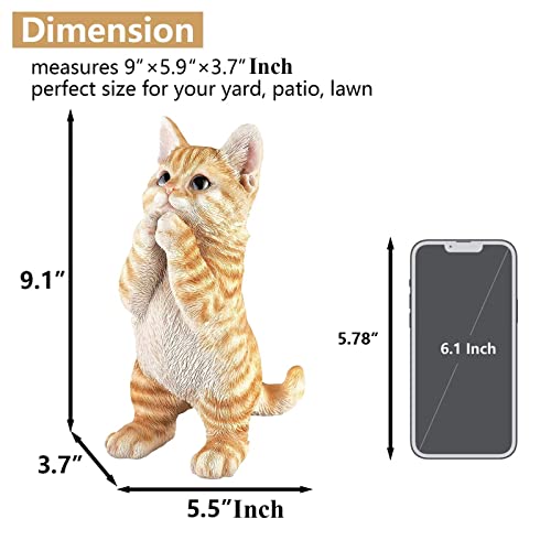 Cat Statue Outdoor Garden Decor Cat Statues for Garden Sculptures and Statues Orange Tabby Sculpture & Figurines Cat Lover Gifts for Women Kitten Yard Patio Decoration