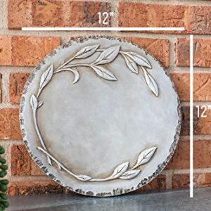 NAT & Jules Leaves Stone Grey 12 inch Resin Stone Decorative Stepping Stone