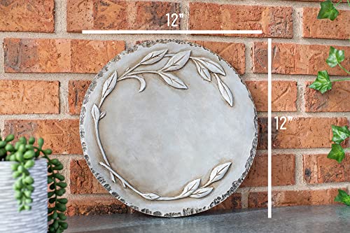 NAT & Jules Leaves Stone Grey 12 inch Resin Stone Decorative Stepping Stone