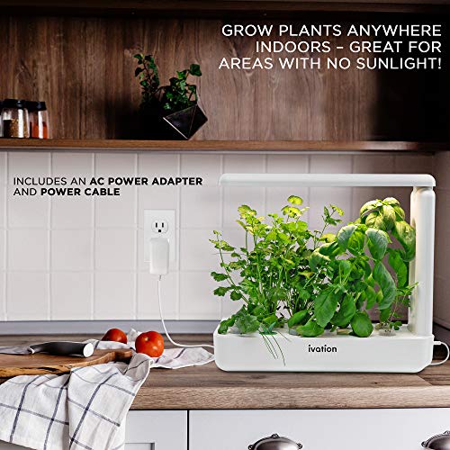 Ivation Herb Indoor Garden Kit | Complete Hydroponic Grow System for Herbs, Plants & Vegetables with LED Light, Seeding Box & Sponge Cubes, Planting Pods & Hats, Nutrients & Tweezers | Just Add Seeds!