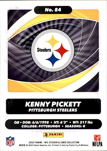 2022 Panini NFL Sticker Card #84 Kenny Pickett Pittsburgh Steelers Rookie Football Card