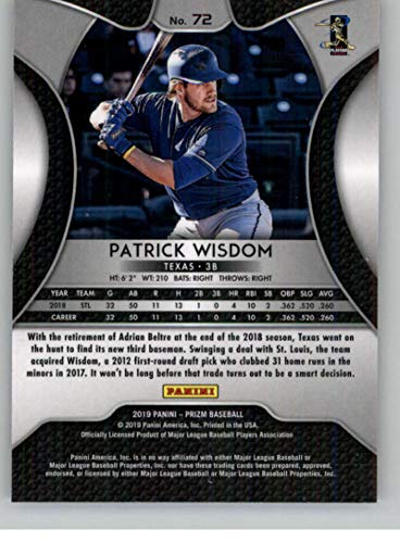 2019 Panini Prizm #72 Patrick Wisdom Texas Rangers RC Rookie Card Official MLB PA Baseball Card in Raw (NM or Better) Condition