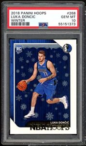 2018 panini hoops – luka doncic – dallas mavericks basketball rookie card – graded psa 10 gem mint – rc card #268