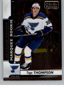 2017-18 o-pee-chee platinum #192 tage thompson rc rookie blues