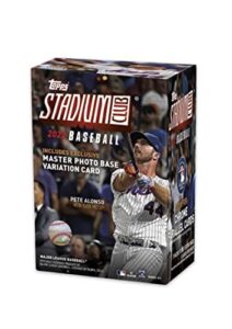 2022 topps stadium club baseball factory sealed blaster box 8 packs of 5 cards, total of 40 cards. one master photo variation card per box look for parallel chrome cards chase julio rodriguez, bobby witt jr, wander franco, oneil cruz rookie cards and so m