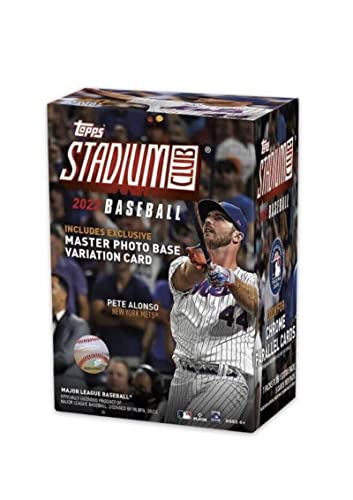 2022 Topps Stadium Club Baseball Factory Sealed Blaster Box 8 Packs of 5 Cards, Total of 40 Cards. One master photo variation card per box Look for parallel Chrome Cards Chase Julio Rodriguez, Bobby Witt Jr, Wander Franco, Oneil Cruz rookie cards and so m