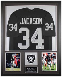 bo jackson autographed black jersey – beautifully matted and framed – hand signed by jackson and certified authentic by beckett – includes certificate of authenticity