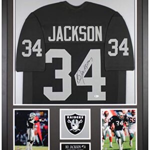 Bo Jackson Autographed Black Jersey - Beautifully Matted and Framed - Hand Signed By Jackson and Certified Authentic by Beckett - Includes Certificate of Authenticity