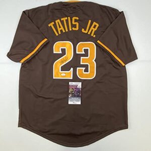 autographed/signed fernando tatis jr. san diego brown baseball jersey jsa coa