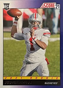 new 2021 score football authentic justin fields rookie card throwback- ohio state/chicago bears