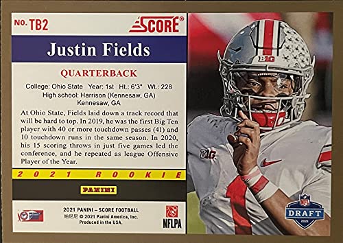 NEW 2021 Score Football Authentic JUSTIN FIELDS Rookie Card Throwback- Ohio State/Chicago Bears