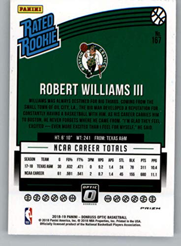 2018-19 Donruss Optic Shock Basketball #167 Robert Williams III Boston Celtics Rated Rookie Official NBA Trading Card Produced By Panini