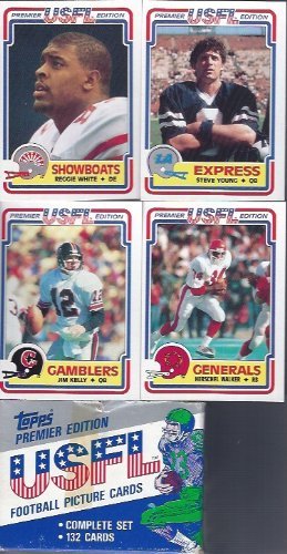 1984 Topps Usfl Football Factory Set 132 Cards Includes Rookie Cards of Jim Kelly, Reggie White, Steve Young Hershel Walker and Many More