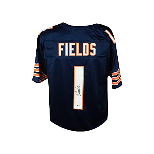 Justin Fields Autographed Chicago Bears Custom Navy Football Jersey - BAS COA