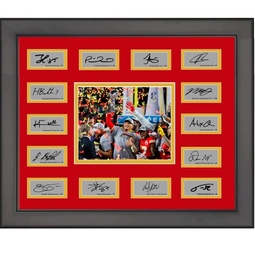 Framed 2019 Kansas City Chiefs NFL Super Bowl Champions Team Facsimile Laser Engraved Signature Auto Collage 20x25 Football Photo